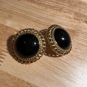 Elegant Gold and Black Earrings, Antique Monet like new